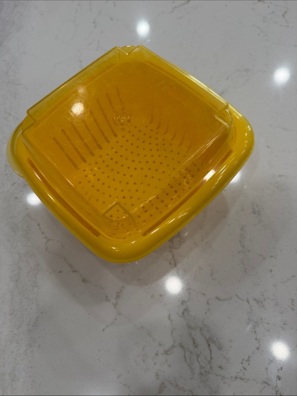 Yellow Plastic Square Food Container with Lid